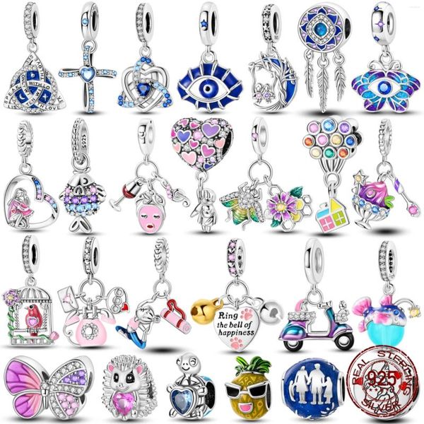 Pietre preziose sciolte 925 perle colorate in argento in argento sterling blu love nodo celtico penzolamento in forma originale di braccialetto fai -da -te fai da te