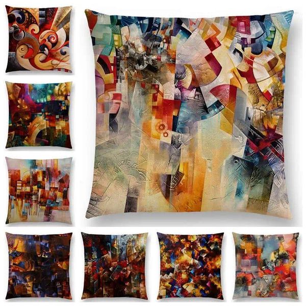 Travesseiro 3d impressão linda abstrata arte pintura misteriosa vórtex geometria colorida cor retro capa de sofá capa