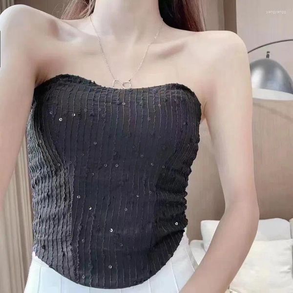 Tank da donna Miiiix 2024 Fashion Chiffon Pauglias Reggisenio per donne Summer Color Short Short Spicy Girl Bottom Top Abbigliamento Femael