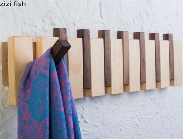 Handgefertigte natürliche Holzhaken Wandlader Kleiderkleider Rack Rack Kleidung amerikanische Familien Wandtyp Klavierreihe Haken Aufbewahrung T205598560