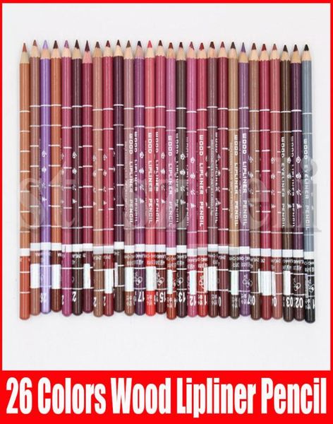 26 Cores Lipos de lápis à prova d'água Lipos de lipliner de lipliner lipstick fostk caneta durada com duração Red Eye Lip lápis2238911