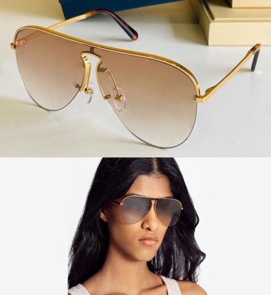 Máscara de graxa Os óculos de sol Novo designer para mulheres logotipo da marca de aviação Flores Lunette Gold Metal Metal British Keyholestyle Bridge SHA2648688