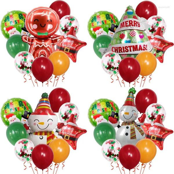 Parti Dekorasyonu Noel Balon Seti Ağaç Yaşlı Adam Gingerbread Alüminyum Film Lateks Sahne Düzeni