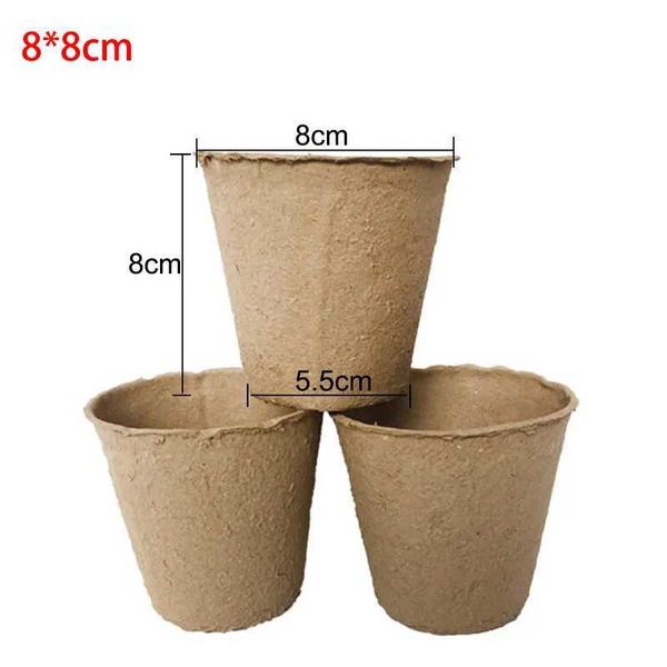 Plantadores POTS 8cm de papel Grown Plant Starters Herb Vegs Flower Planter Cup Kit Kit Biodegradável Ferramentas de jardinagem Cultivo D4