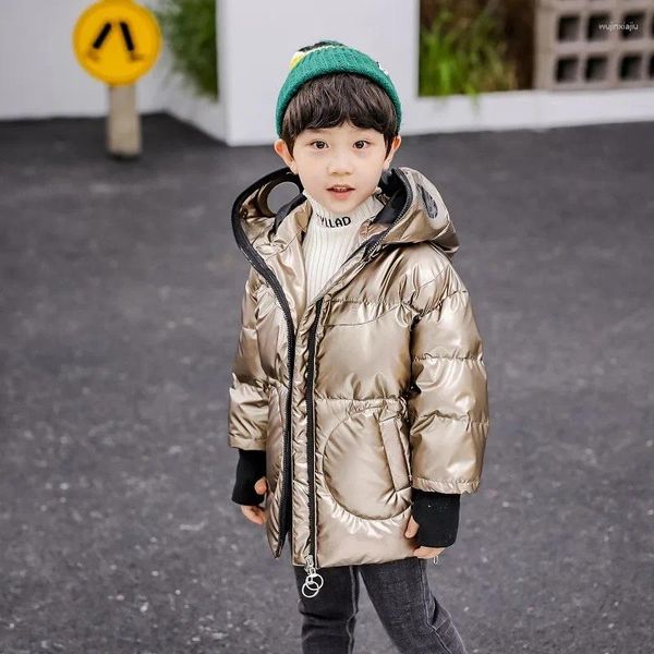 Casaco Down 2024 Autumn e Winter Children Stand-Up Collar Jacket Boys Girls Bakery Roupas coloridas e brilhantes descartáveis