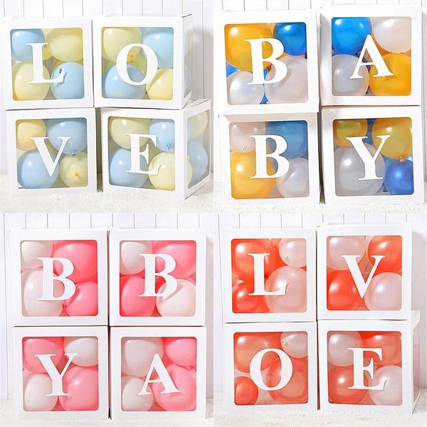 Carta de balão de decoração de festa A-Z Transparent Gift Box Birthday Charff Chá de bebê