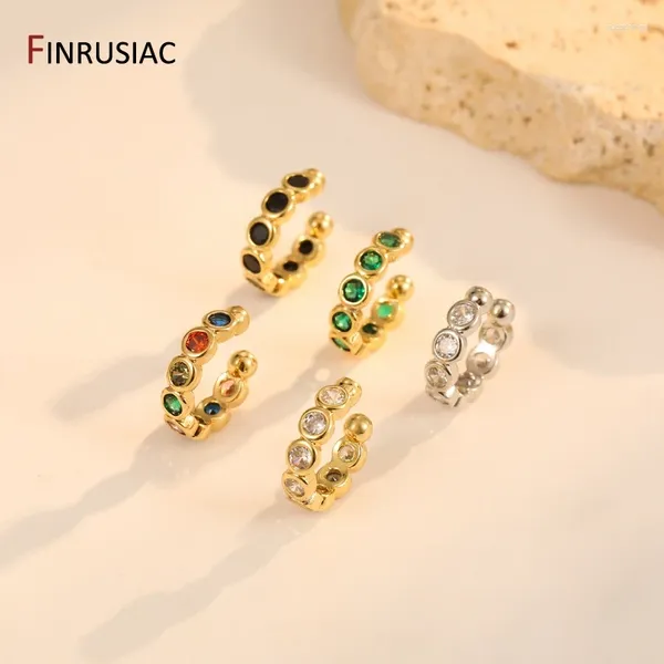 Brincos de costas Trendy 14K Gold Brass Brass Zircon Ear Clip para clipes para mulheres sem piercing Jewelry Party Gift