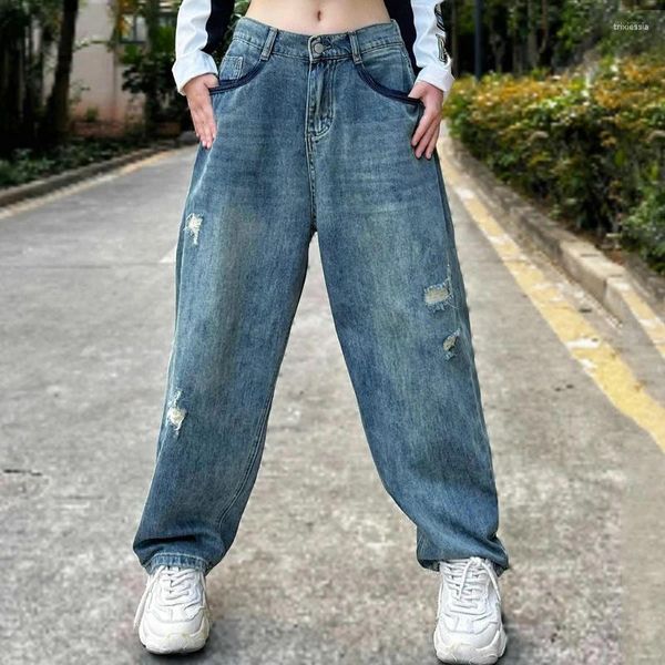 Стадия ношения хип -хоп брюки женские джазовые костюмы бальные джинсы современная танцевальная одежда