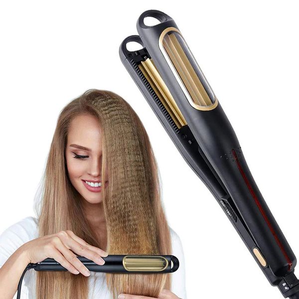 Crimper de cabelo profissional corrugado Irons Curler de onda Cerâmica de ferro Cerâmica de crimpagem 240423