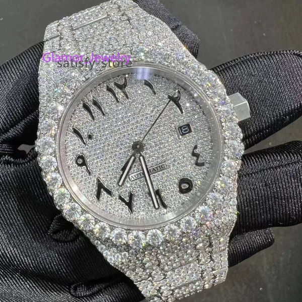 Tester fatto a mano Tester Moissanite Diamond ghiacciato Famoso orologio per uomini marchi di moda meccanica Watchvvs