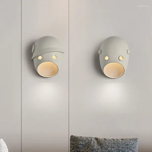 Lâmpadas de parede Personalidade nórdica Máscara criativa do quarto infantil infarten infarqueiro decoração lâmpada de cama de cabeceira luz do corredor Luzes