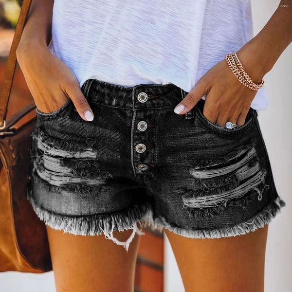 Shorts femminile 2024 Sexy Summer Denim Donne ad alta vita Jean Female Self Hole Jeans con tasche Pannello streetwear casual