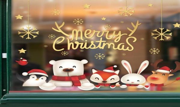 Наклейки на стенах Санта -Клаус с рождественскими стеклянными стеклянными наклейками декор декор дома украшения обои 2022 год1449004