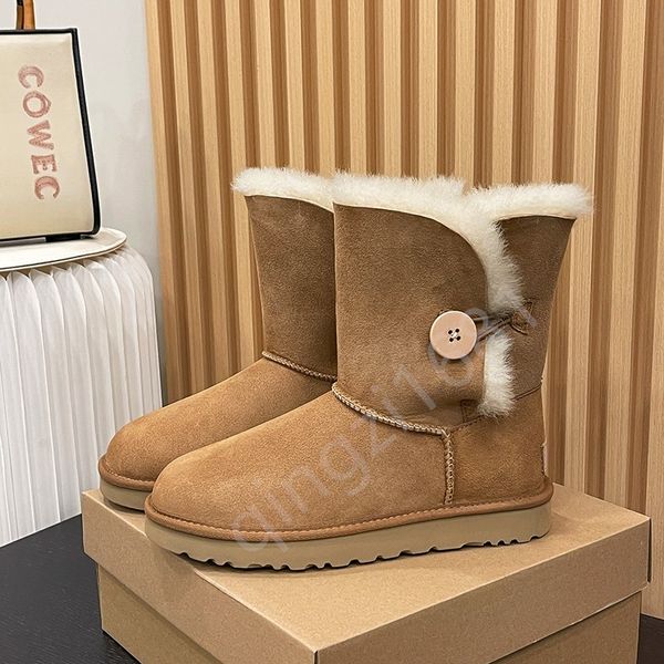 Роскошные женские снежные ботинки дизайнер снежных сапог на открытом воздухе зимняя шерсть женские ботинки Новая толстая шерстяная кожа удобная большой размер 36-41 с коробкой