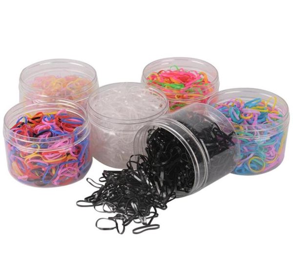 Ca. 500pcs Box Elastizität TPU Haarhalter Tiegummi -Ringe Gummi -Haarbandseil Silikon Pferdeschwanzhalter Mädchen Hair Accessoires22435616414