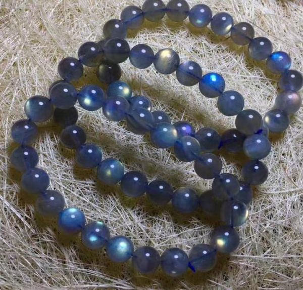 Bracciale di cristallo naturale in pietra Moonlight Natural Blu Natural Light Labradorite Gemstone Bead Stretch Bracelet7116200