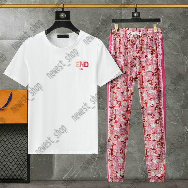 calças de camiseta feminina Trechsuits Summer Ternos de verão 2 PCs Conjunto de tshirts Designer de luxo de luxo Cotton Geometria clássica de calças vermelhas corredor