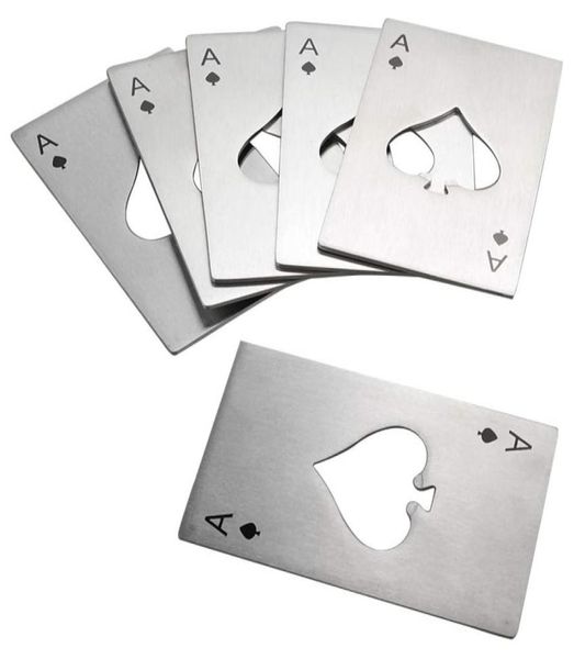 6PCSset Poker criativo abridor de garrafas em forma de poker inoxidável mini poker portátil portátil cerveja de cerveja de cerveja abridores de tampa de cozinha bar também7663185