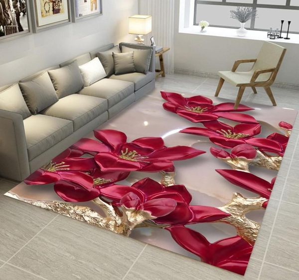 3D -Teppiche 2000mm x 3000 mm rechteckige Teppiche Wohnzimmer Lotus Blumenteppich Sofa Couchtisch Matte Schlafzimmer Yoga Pad Studie Tür MAT2259785