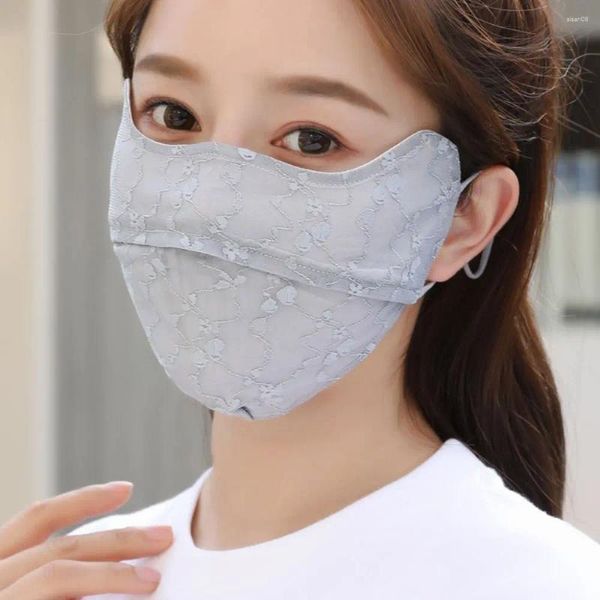 Schals reiten Spitzen UV -Schutz für Mädchen Frauen im Freien Hangohr Ohr für Sonnencreme Maske Gesichtsschal Abdeckung Seide