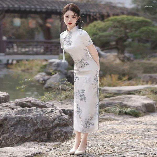 Abbigliamento etnico Plus size 4xl Slim Women cinese tradizionale tradizionale cheongsam a manica corta Abito da sera vintage Vintage Vintage Long Plum Qipao