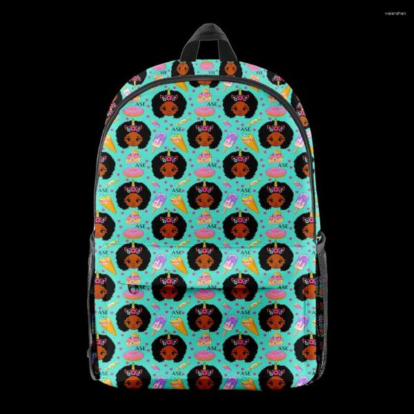 Backpack harajuku engraçado garotas africanas pupil bookbag backpacks mochilas 3D Impressão Oxford Oxford Imper impermeável meninos/meninas viagens