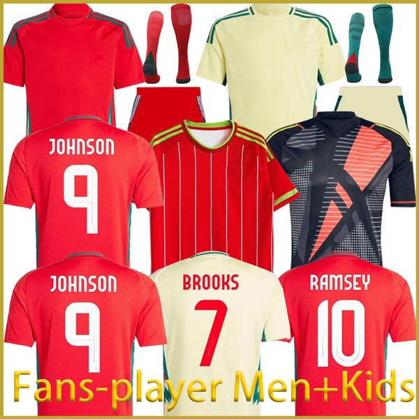 Galles Euro Cup 2024 uomini KIDS KIT KIT JAMES Bale 24 25 Cabango Welsh Shirts Football Johnson N.Williams Rodon T.Roberts Levitt Moore Thomas Soccer Bell