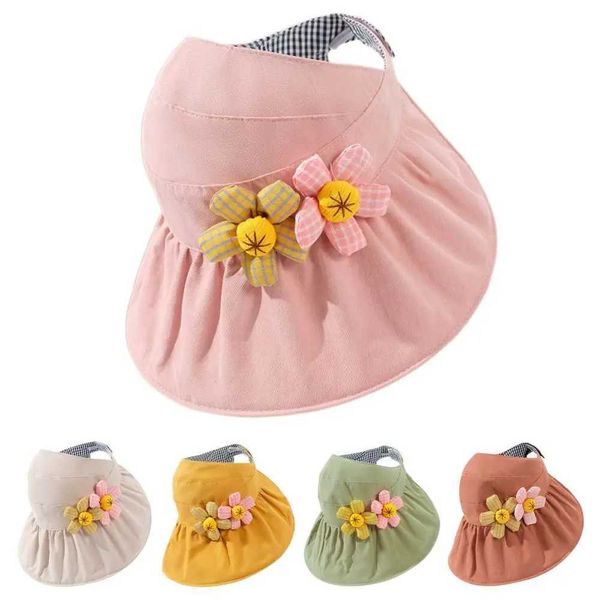 Caps Chapéus 1pc verão bebê Big Visors Sun Hat Girls Garotas Armado ao ar livre Capinho anti-UV Kids Beach Brim Brim Caps de dupla face chapéu de balde