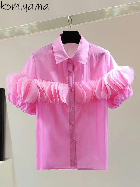 Blouses femininas Bedia de camisa única Camisetas pesadas de pétalas pesadas BLUSAS BLUSAS ROPA MUJER 2024 Tops de verão