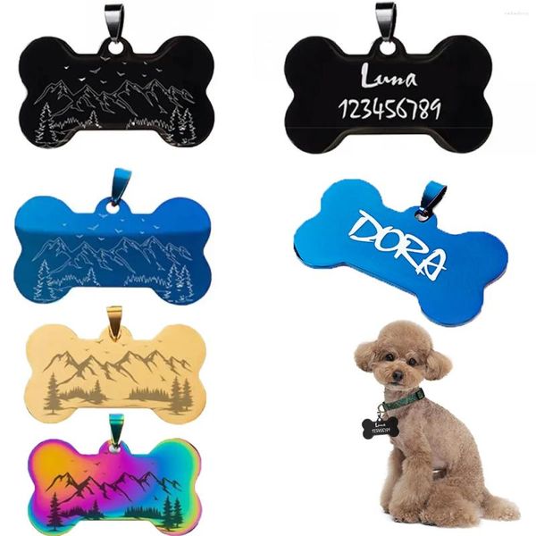 Tag del cane Tag incisa con osso in metallo personalizzato per gatti Nome dei cani Collar f cuccioli di cucciolo accessori per animali domestici personalizzati