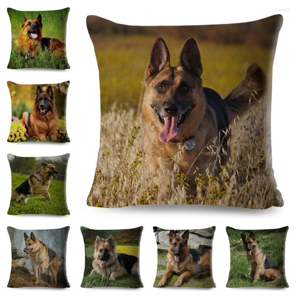 Подушка немецкая овчарка для собак корпус полиэфир для дивана Home Chidrem Decor Decor Pet Animal Pillowcase 45 45 см.