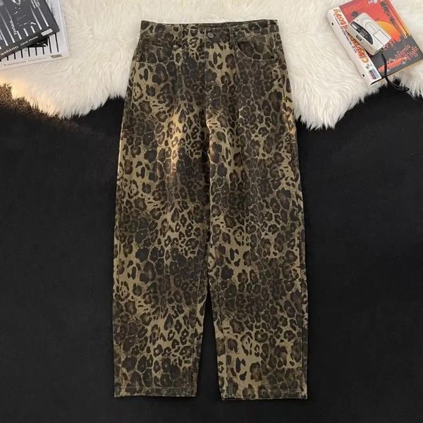 PANTS AMERICAN UOMINO UN AMERICO Stampa il leopardo retrò tute in tuta alla moda dritta causale cupa sequestrata bella uomo lungo vestiti maschili 9