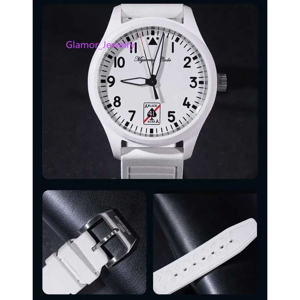 Código misterioso assista aos homens Piloto de cerâmica SW200 Movimento automático Sapphire Glass Fluororber Strap Super LuminousVVs