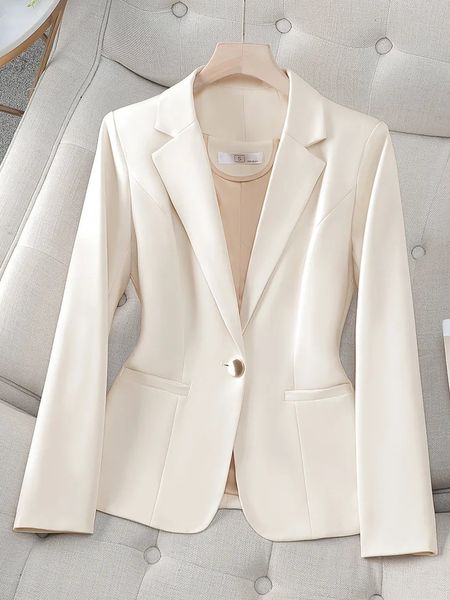 White Women Blazer Abita per manica lunga Giacca casual Balck Green Formale Coat per Office Lady Female Blazer Mujer 240424