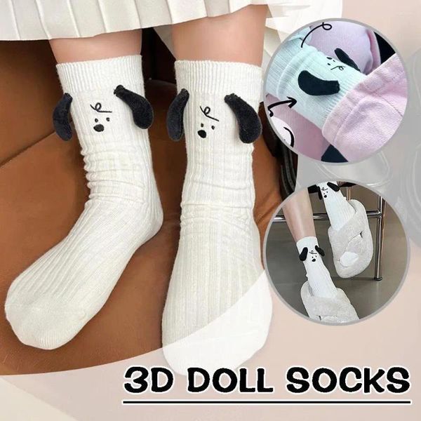 Meias masculinas 1 par 3d Doll Cotton Cotton Casal Sock Desenho de tricotar esportes de tubo médio Trendência japonesa Mangueira de tubo de outono da primavera