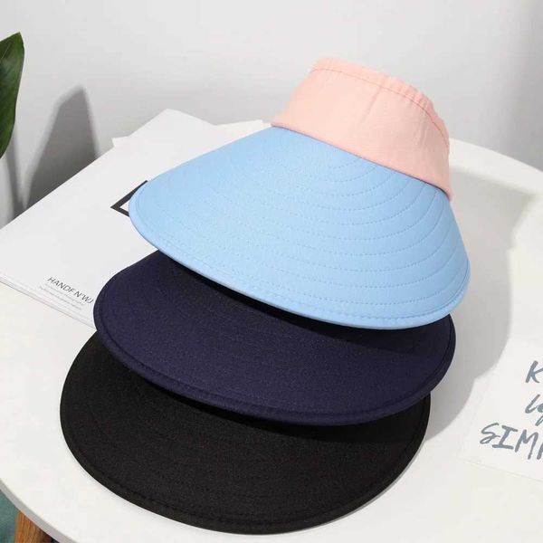 Kapaklar Şapkalar Yaz Geniş Brim Güneş Vizor Şapkası Ayarlanabilir UV Koruma Golf Şapkası Taşınabilir Hafif Spor Kapağı Kadın Erkekler İçin Gündelik Plaj Kapağı