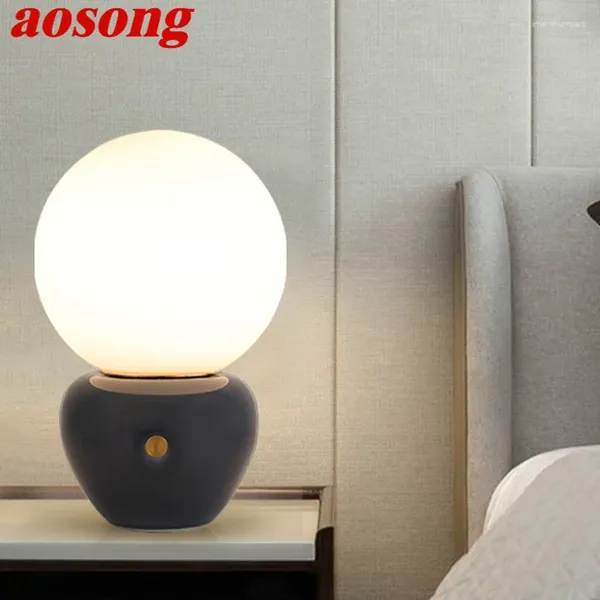 Настольные лампы Aosong Ceramic Lighting Touch Dimmer Современный светодиодный светодиодный творческий декоративный прикроватный