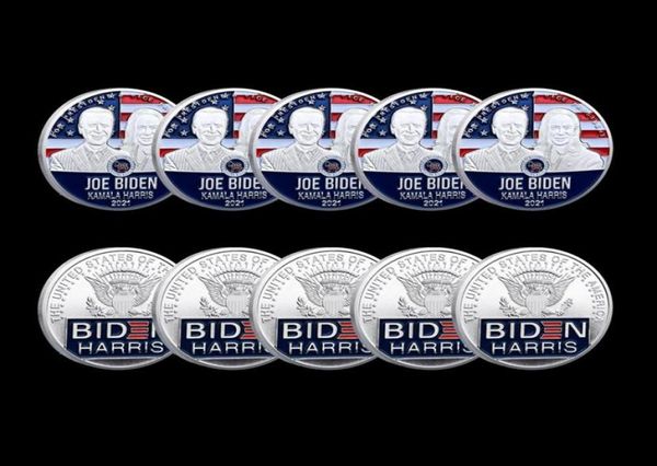 5pcs Presidente dos EUA não magnético Joe Biden Arts and Crafts Silver banhado a prata Coin Collectibles243N4008973