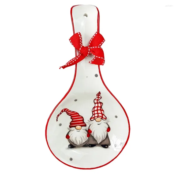 Set di stoviglie cucchiaio in ceramica a angolo poggiatesta di ceramica di Natale cucchiai di bacchette gnomo riposa