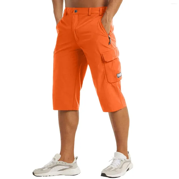 Shorts masculinos 2024 verão rápido seco 3/4 calças casuais com vários bolsos para caminhada ao ar livre nylon de carga tática