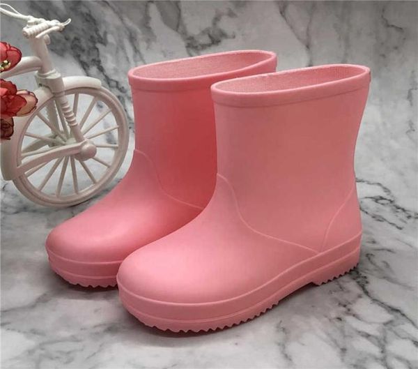 Crianças meninos meninas botas de chuva crianças sólidas raio impermeabilizadas infantil bebês bebês de alta qualidade botas de chuva rosa amarelo céu azul q062559209