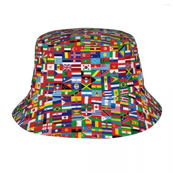 Berretti berretti di berretti di tutti i paesi i cappelli del secchio mondiale unisex pieghevole bandiera all'aperto cappello da cappello a molla Bob Bob
