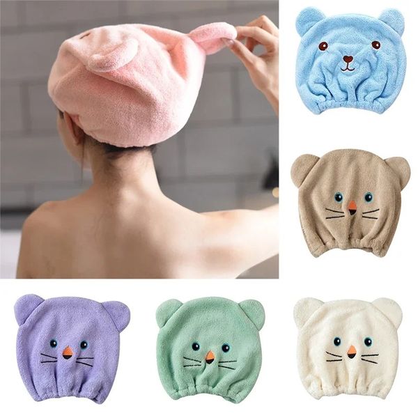 Sevimli saç kuru şapka havlu hızlı kuru duş şapkası güçlü emici kurutma yumuşak karikatür çocuklar bebek duş şapkası saç kaput