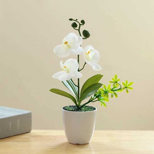 Pişiriciler Yapay Phalaenopsis Orchid Bonsai Plastik Sahte Bitki Açık Bahçe Ofisi Saksı Bitki Ev Düğün Dekorasyonu