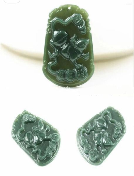 Декоративные фигурки Природа бутылка зеленый нефрит -подвесной кулон мыши амулет, висящий китайский зодиак Крыса, человек талисман