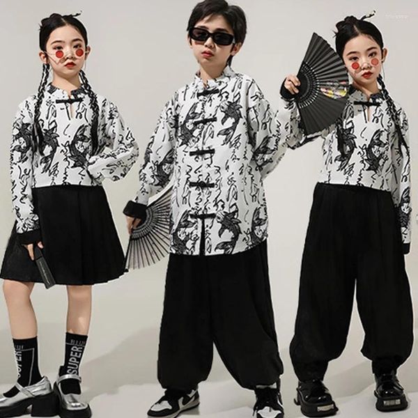 Стадия носить детский китайский стиль костюм для мальчиков и девочек Джазовый танце