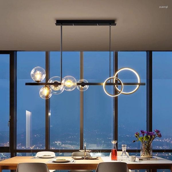 Kronleuchter moderne lange LED -Deckenhänge Kronleuchter für Küchen Esstisch Wohnzimmer Anhänger Lampen Innenbeleuchtung Glanz Leuchte Leuchte Leuchte