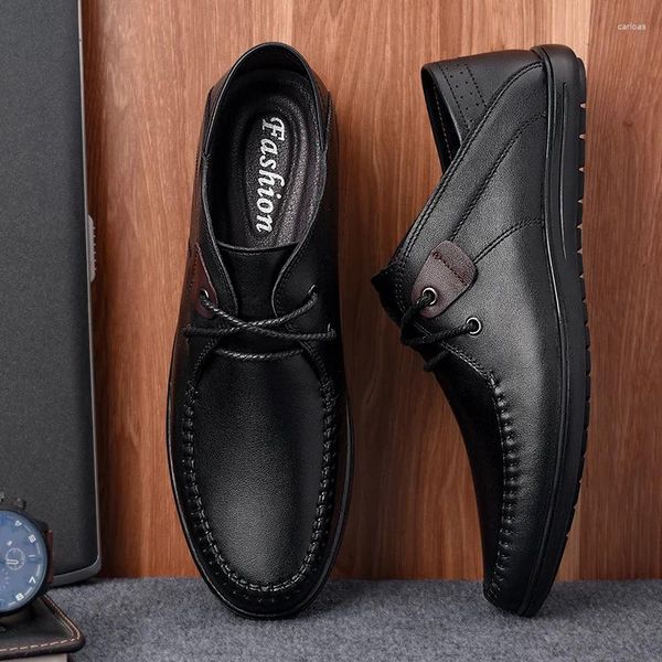 Scarpe casual in pelle da uomo abito da lavoro da uomo da uomo da uomo formale gentiluomo trasparente oxfords leggero comodo morbido