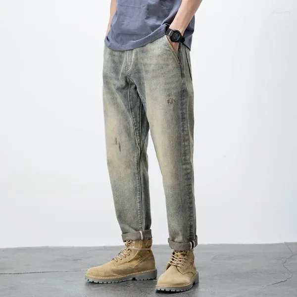 Pantaloni per jeans maschili dritti man pantaloni da cowboy tendenza 2024 morbido inverno inverno coreano originale retrò grunge y2k xs