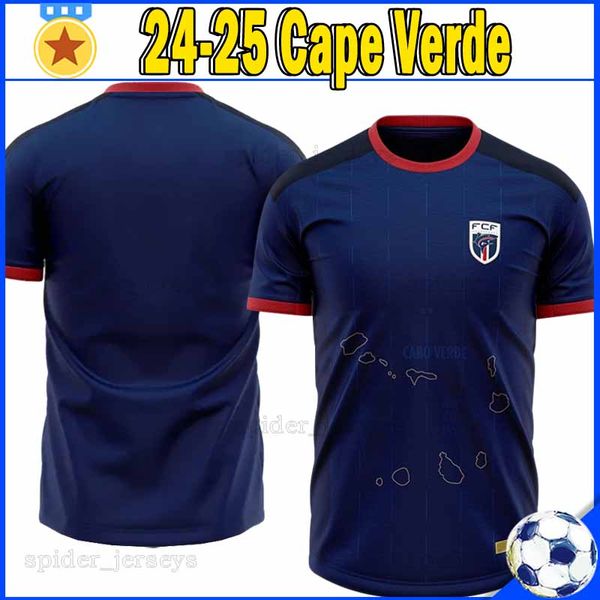 2024 2025 Cape Verde Ulusal Futbol Takımı Futbol Formaları 24 25 Mavi Ev Futbol Gömlek Erkek Üniformaları